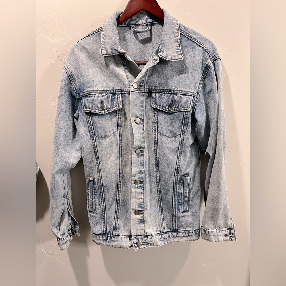 Acid wash oversized denim jacket